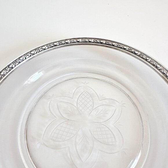 INTERNATIONAL STERLING SILVER WINE COASTER PLATE 6" GLASS 76 - Picture 4 of 7